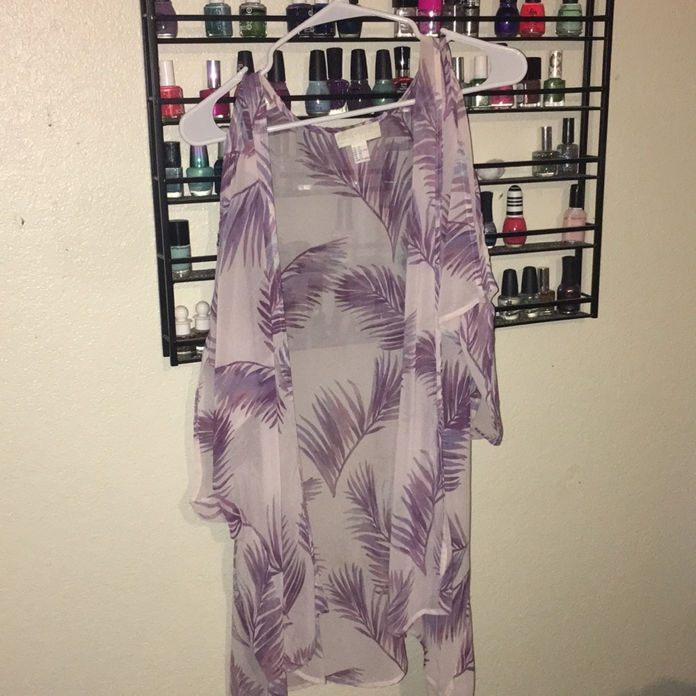Purple off shoulder kimono
